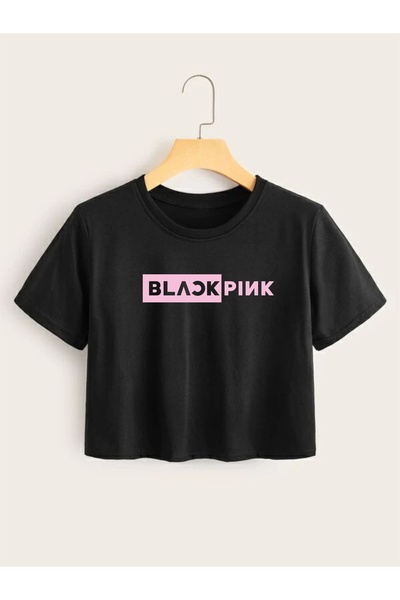 venüsdijital BLACKPINK LOVESICK GİRLS BASKILI ÇOCUK CROP BLUZ