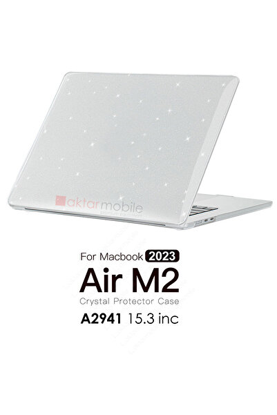 AktarMobile Macbook Air 15.3" M2 M3 M4 A2941 A3114 A3241 Uyumlu Simli Kapak Koruyucu Kılıf Parıltılı