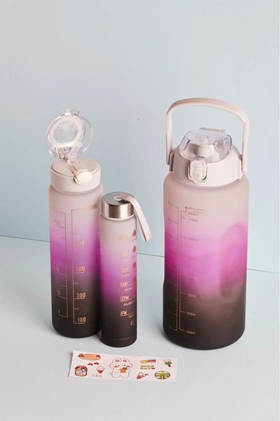 Sensoria Motivational 3-pack Water Bottle Sports Bottle Water Bottle 2 Lt 900 Ml Sticker Labeled with Straw Bpa free
