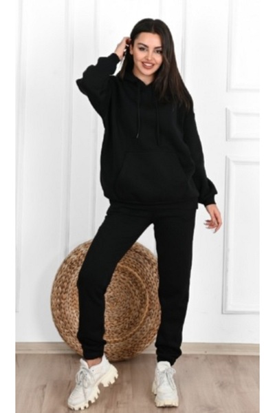 KAREX MODA Σετ φόρμας καγκουρό με τσέπη και κουκούλα 3 κλωστών