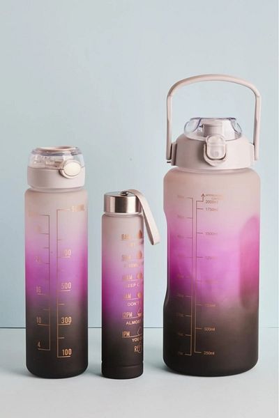 Sensoria Motivational 3-pack Water Bottle Sports Bottle Water Bottle 2 Lt 900 Ml Sticker Labeled with Straw Bpa free