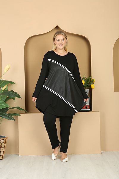 XL Modam WOMEN'S LARGE SIZE LYCRAL VISKOSE BLACK 2-PIECE SET