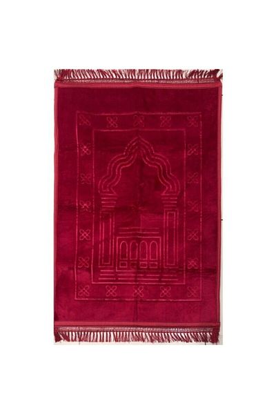 Arifan Hediyelik Covor de rugăciune din pluș moale de lux Burgundy Pilgrim World