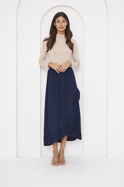 comstar DARK BLUE Ruffled Long Wrap Skirt, Hijab Skirt, Ruffled Skirt, Hijab Long Skirt, Gift Skirt