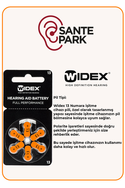 WİDEX İsitme Cihazi Pili - 20 Paket 13 Numara PİL - Kulak Cihazi Pili - İsitme Cihazi Pili 13 Numara