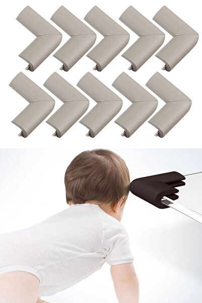 epazzar Gri 10lu Kauçuk Bebek Çocuk Masa Sehpa Ünite Kenar Köşe Darbe Koruyuc...