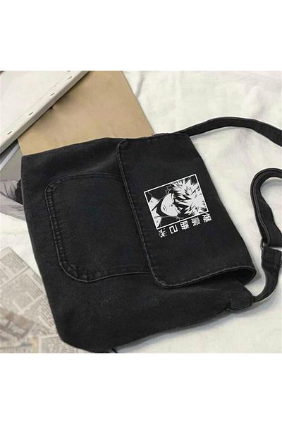 Touz Geantă Messenger Blunt Blunt Bakugou Printed Vintage Unisex Gri Denim