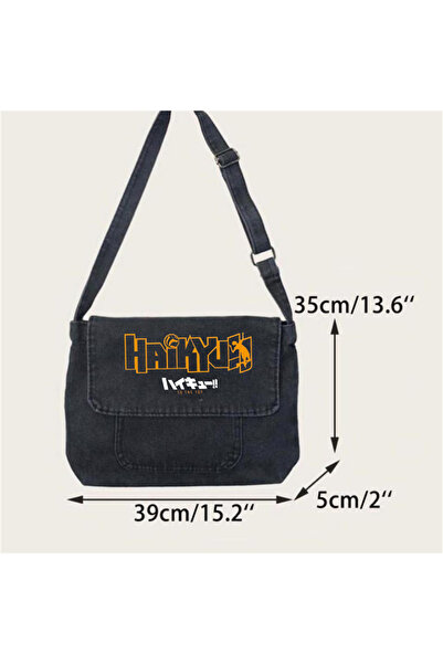 Touz Кут Кут Haikyuu з принтом Вінтажна унісекс сіра джинсова сумка поштаря