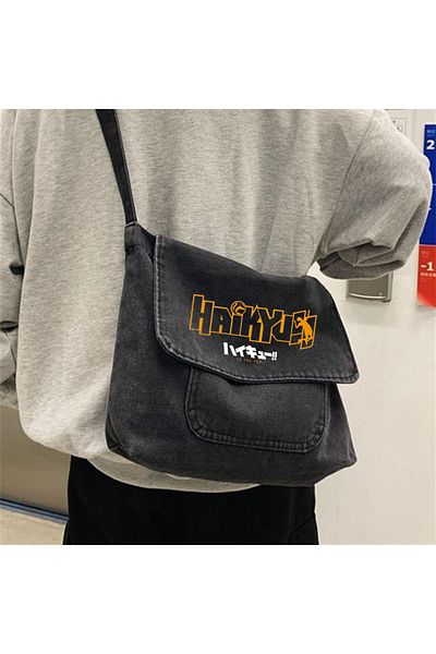 Touz Geantă Messenger Blunt Blunt Haikyuu Printed Vintage Unisex Gri Denim