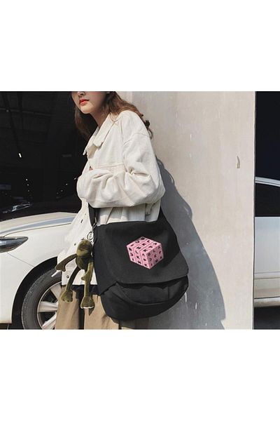 Touz Blunt Blunt K-Pop Series Blackpink Cube Printed Geantă Messenger unisex neagră