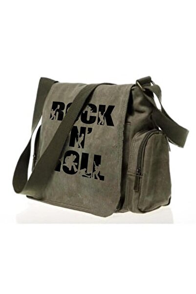 DESTİNE Day Light Rock N Roll Baskılı Unisex Yeşil Postacı Çantası