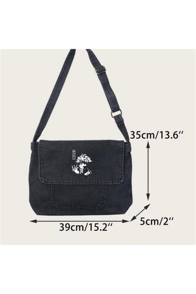 Touz Кут Кут Аніме Хлопчик З принтом Вінтажна унісекс сіра джинсова сумка поштаря