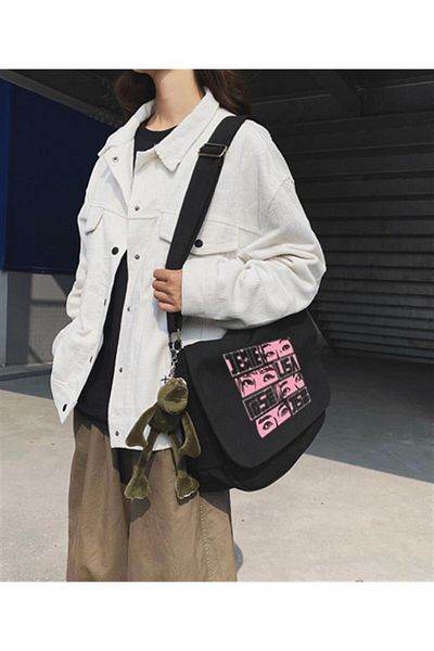 The Champs Σειρά K-Pop Blackpink Graphic Printed Unisex Μαύρη τσάντα Messenger