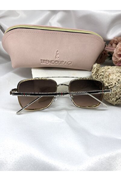 Di Caprio Brown Women's Sunglasses with Soy Vintage Gold Silver Detail