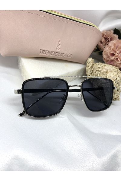 Di Caprio Soy Vintage Silver Black Detailed Black Women's Sunglasses