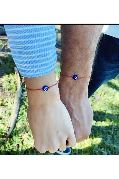 Atelier Çağla Evil Eye Beaded Lover Bracelet (2 Pieces)