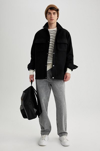 DeFacto Relax Fit Lumberjack Basic Plain Pocket Dlouhý rukáv Košilová bunda A6876Ax23Au