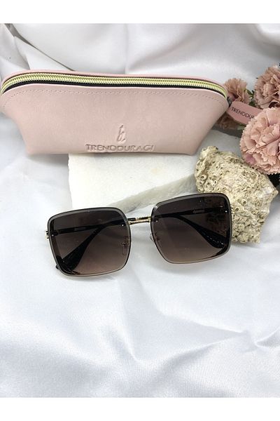 Di Caprio Lons Design Gold Detail Bitter Brown Women's Sunglasses