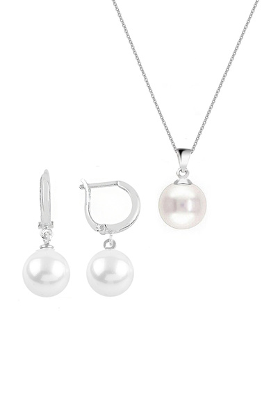 Molenga Inci Kolye Küpe Kadın Set Takı Gümüş 925 Ayar 10 Mm