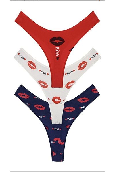 Perita.Life Women's, Kiss Me, Cotton Thong, String 6 Pack
