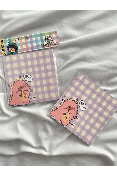 Planet Butik Pink Dinosaur Memo Pad Square Notepad