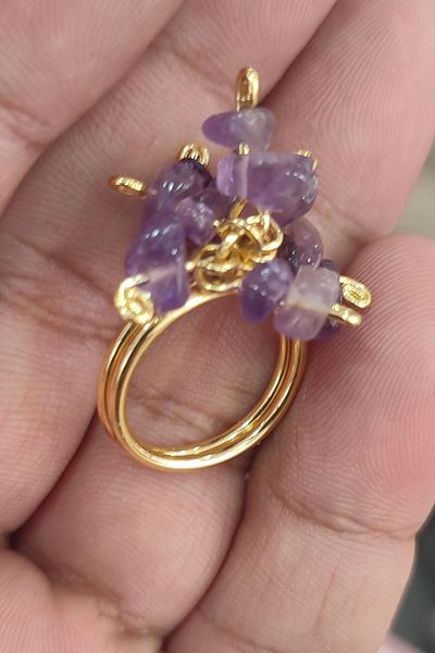 TAŞÇIZADE Amethyst Stone Adjustable Natural Stone Natural Ring