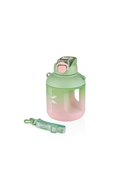 Vagonlife زجاجة مياه تحفيزية مزدوجة اللون سعة 1100 مل مع شفاطة وحزام حمل ومقب...