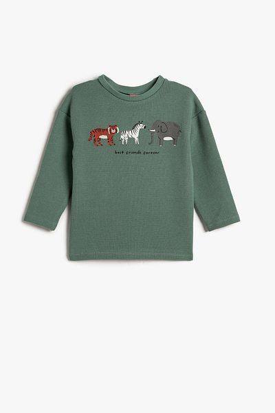 Koton Baby Boy Graphic Animal Printed Crew Neck Cotton T-Shirt 4WMB10217TK