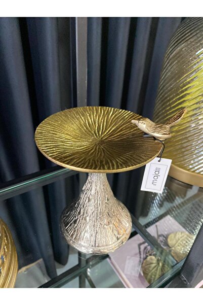 LAMEDORE 1DEP-23504S Birdy Gümüş Gold Küçük Mumluk 14x16x19 cm