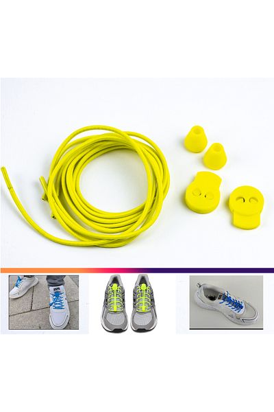 AiryFooT Smart Laces, Practical Elastic Shoelaces 100 Cm (Yellow)
