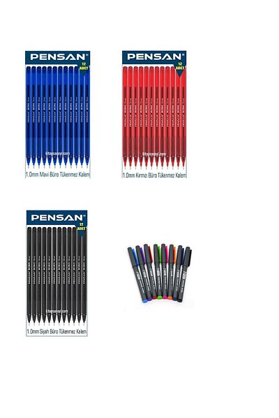 Siriderya 8 Colors Fineliner Felt Pen and 36 Ballpoint Pens 3 Colors