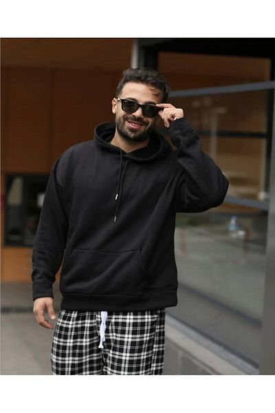 BOHEMGİYİM Unisex Black Sweatshirt and Bracelet 2-Piece Combination