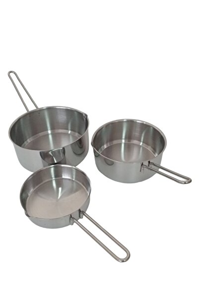 Russet 3 Parça Sütlük Ve Sos Tavası Yumurta Haşlama Tencere Seti 430 Ince Pas...