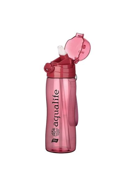 Titiz Pipetli Rio Su Ve Detoks Su Şişesi Matara Suluk Policarbon 750 Ml Kırmı...