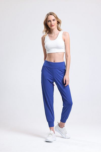violessa Pantaloni de sport cu talie înaltă, elastici, pentru femei, albastru