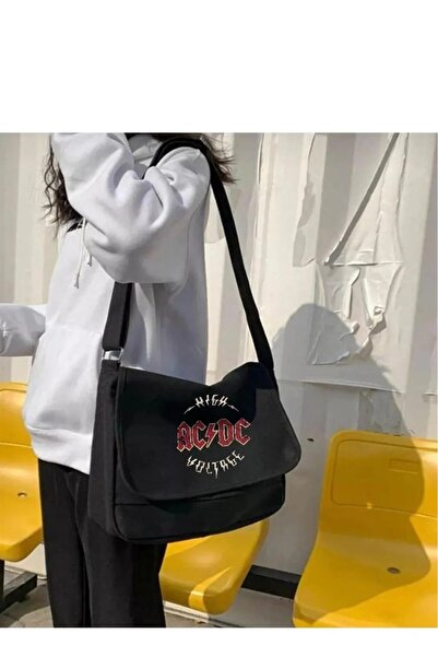 DEEFWEAR Geantă neagră unisex cu imprimeu AC/DC