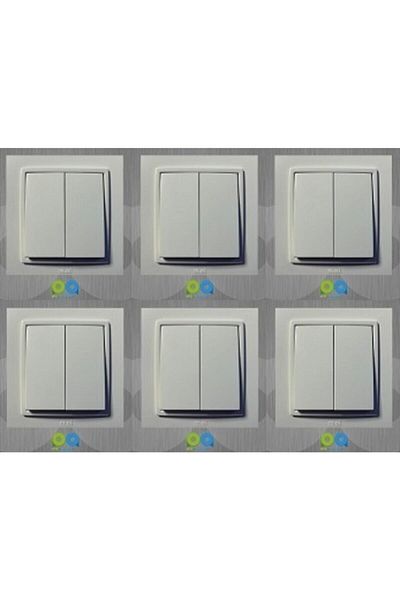 ELBİ Zena Commutator Double Switch with Frame White 6 Pieces