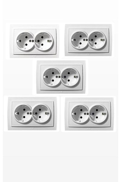 ELBİ Zena White Double Recessed Grounded Socket (5pcs)