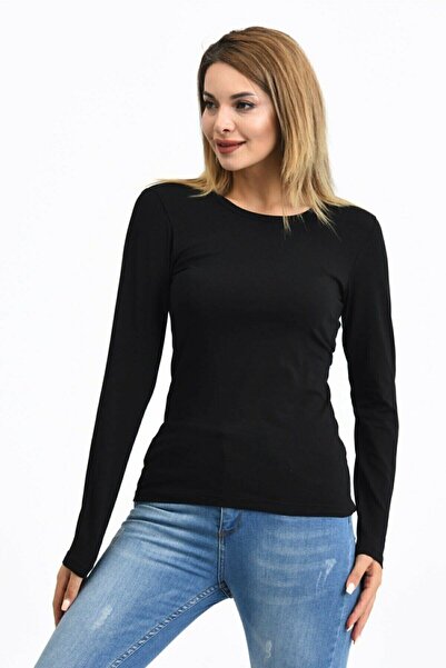 yeniceiçgiyim Жіночий чорний бадіджан з лікрами, довгими рукавами та коміром-...