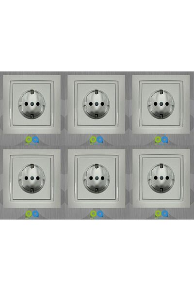 ELBİ Zena Grounded Socket Framed White 6 Pieces