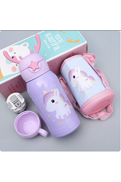 Petityu Mor unicorn termos çantalı suluk
