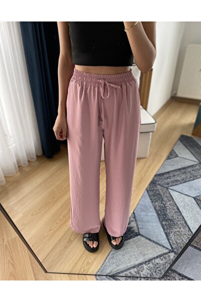 Myrum butik Gül Kurusu Krep Saten Pantolon