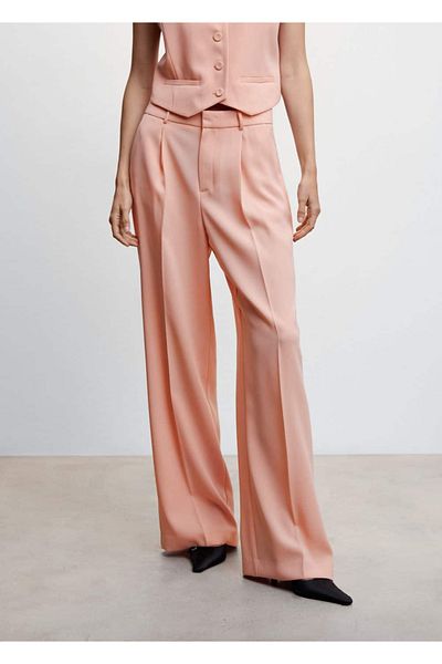 MANGO Woman Wideleg Fabric Trousers