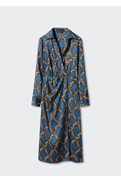 MANGO Woman Zincir Desenli Midi Elbise