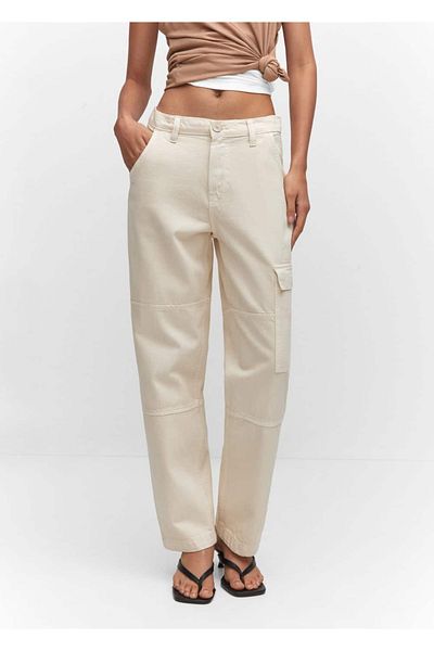 MANGO Woman Cargo-Jeanshose mit Taschen