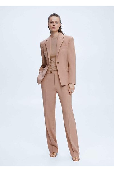 MANGO Woman Straight Cut Fabric Trousers
