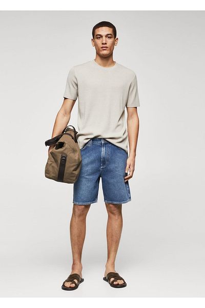 MANGO Man Regular Fit Denim Bermuda Shorts
