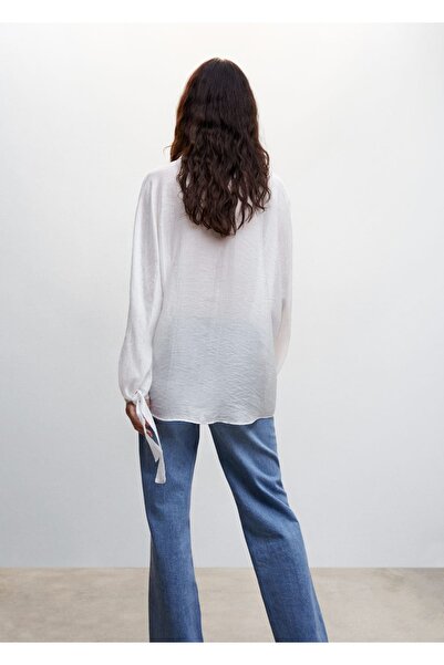 MANGO Woman Kolları Fiyonklu Gömlek