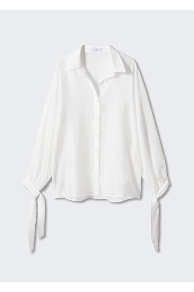 MANGO Woman Kolları Fiyonklu Gömlek