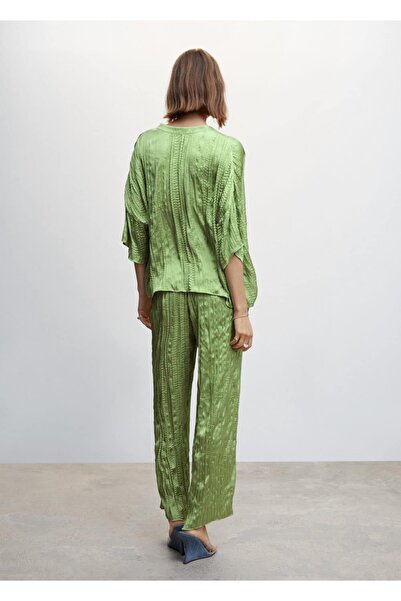 MANGO Woman Pilili Saten Pantolon